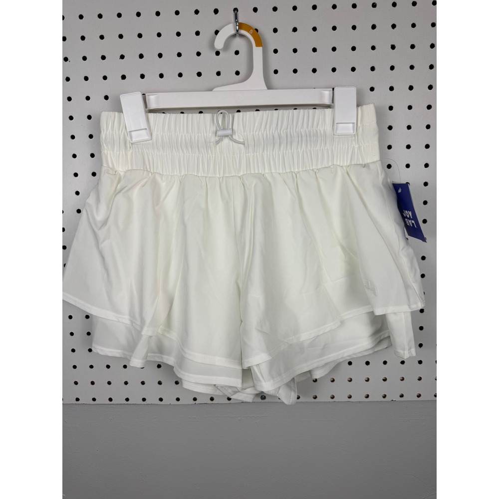 JoyLab Womens Ruffled Athletic Shorts True‎ White Smocked Waist Size S AE-809